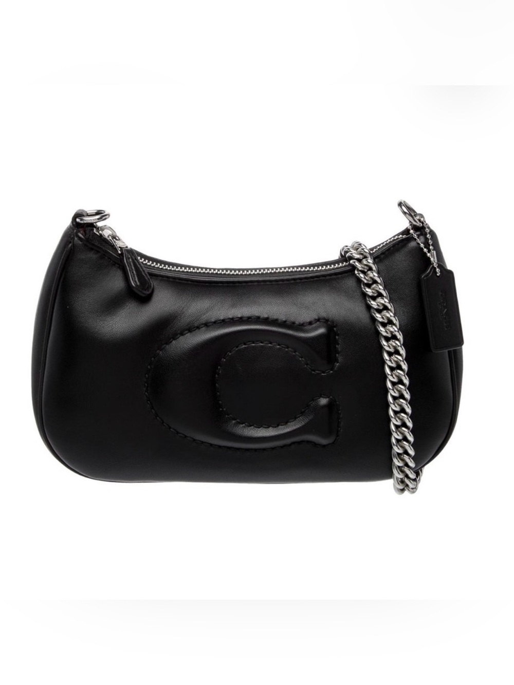 Coach Teri Shoulder Bag with Signature Quilting in black leather with chain